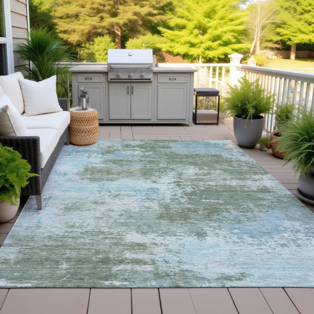 Machine Washable Indoor/Outdoor Chantille ACN2065 Sage 10' x 14' Rug. Picture 7