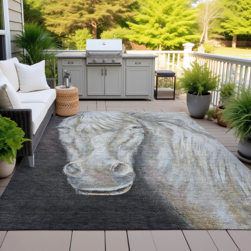 Machine Washable Indoor/Outdoor Chantille ACN2080 Ivory 10' x 14' Rug. Picture 7