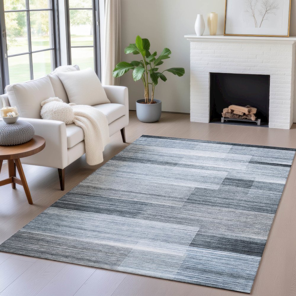 Machine Washable Indoor/Outdoor Chantille ACN2082 Denim 10' x 14' Rug. Picture 5