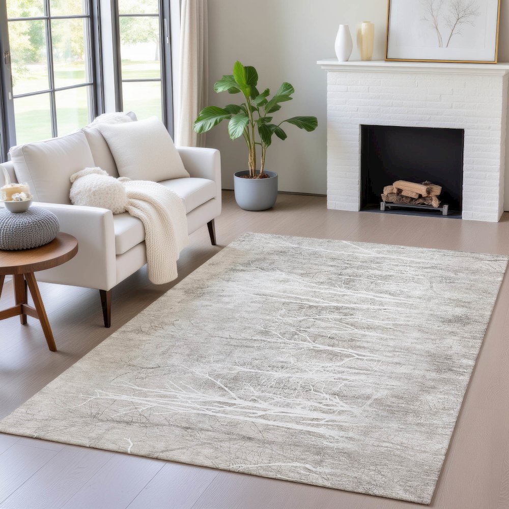 Machine Washable Indoor/Outdoor Chantille ACN2083 Silver 10' x 14' Rug. Picture 5