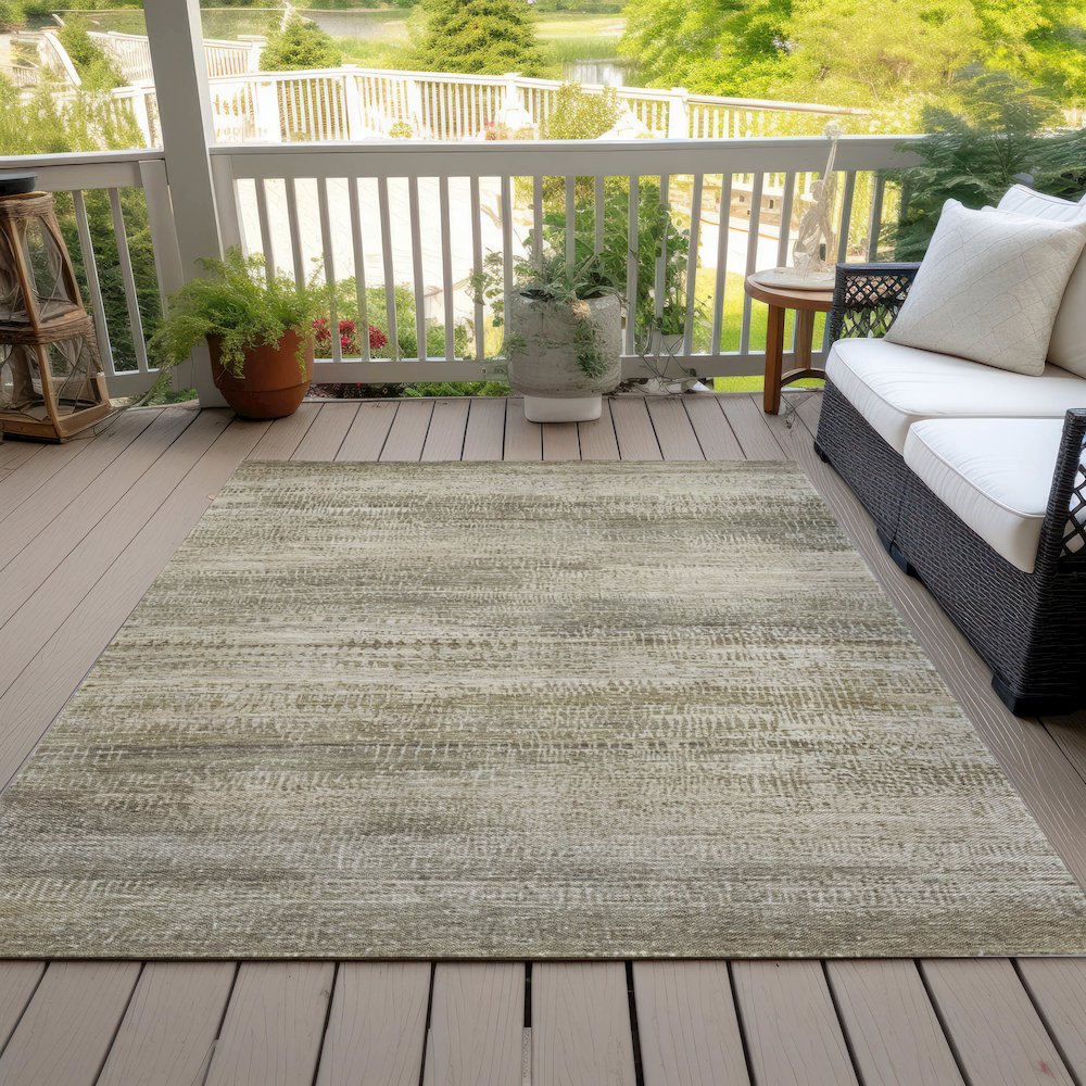 Machine Washable Indoor/Outdoor Chantille ACN2089 Taupe 10' x 14' Rug. Picture 8