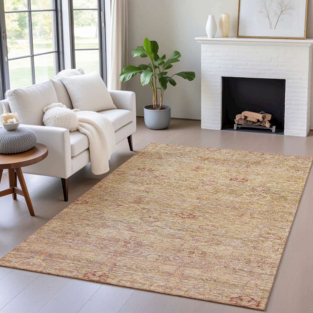 Machine Washable Indoor/Outdoor Chantille ACN2090 Coral 10' x 14' Rug. Picture 5