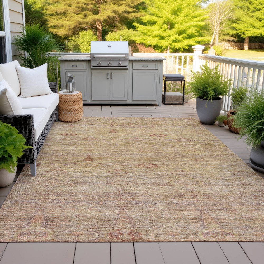 Machine Washable Indoor/Outdoor Chantille ACN2090 Coral 10' x 14' Rug. Picture 7