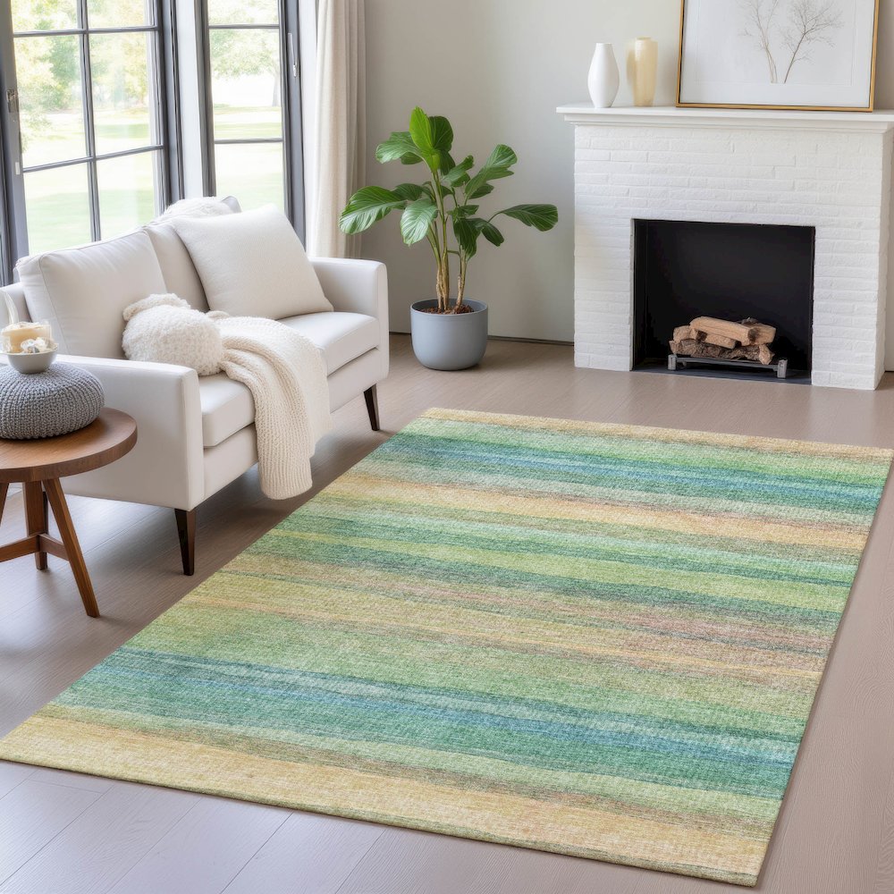 Machine Washable Indoor/Outdoor Chantille ACN2093 Aloe 10' x 14' Rug. Picture 5