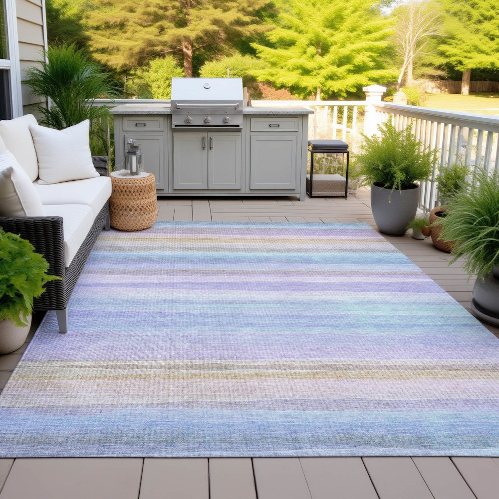 Machine Washable Indoor/Outdoor Chantille ACN2093 Lavender 10' x 14' Rug. Picture 7