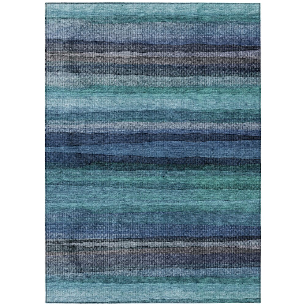 Machine Washable Indoor/Outdoor Chantille ACN2093 Teal 10' x 14' Rug. Picture 1