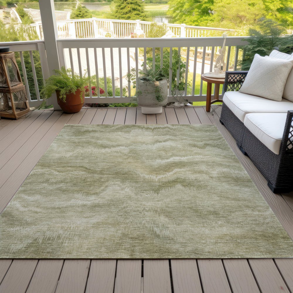 Machine Washable Indoor/Outdoor Chantille ACN2095 Sage 10' x 14' Rug. Picture 8