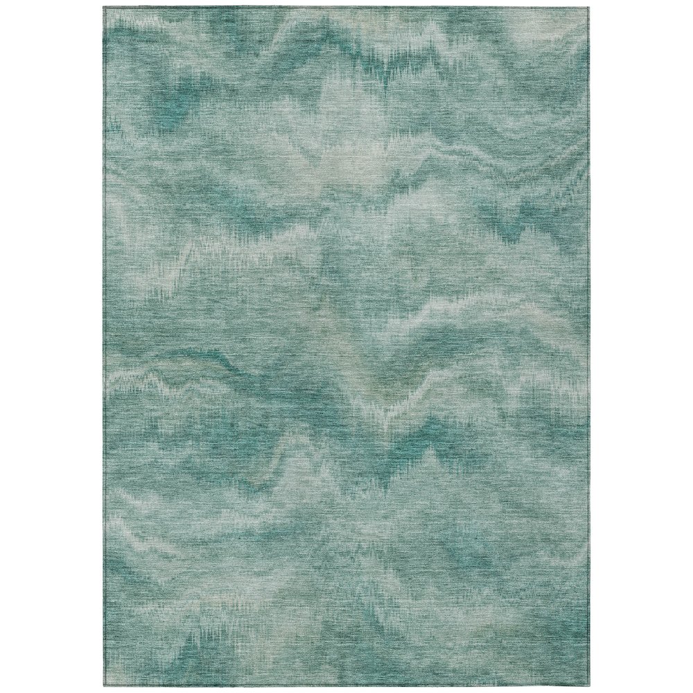 Machine Washable Indoor/Outdoor Chantille ACN2095 Teal 10' x 14' Rug. Picture 1