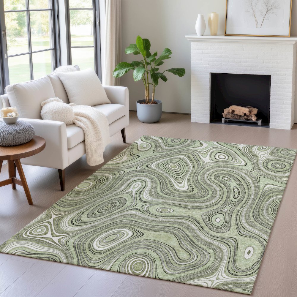 Machine Washable Indoor/Outdoor Chantille ACN2097 Aloe 10' x 14' Rug. Picture 5