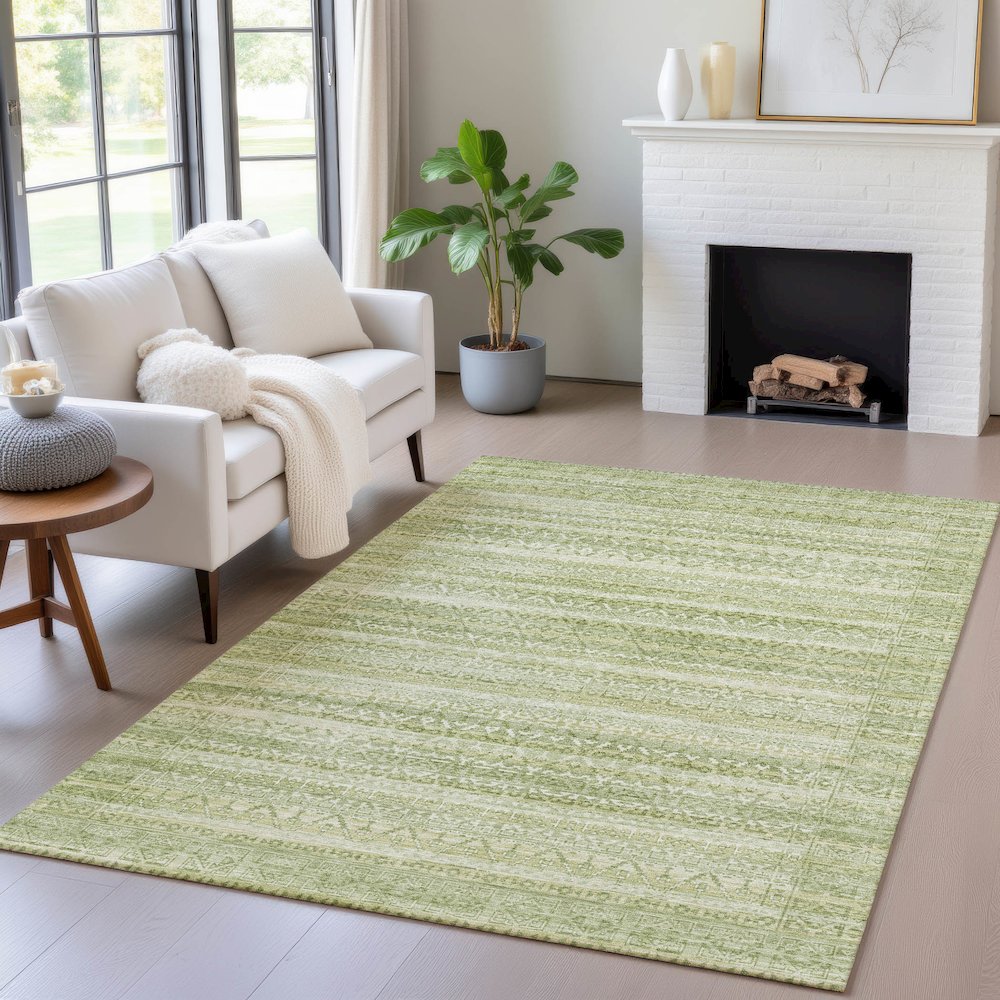 Machine Washable Indoor/Outdoor Chantille ACN2101 Sage 10' x 14' Rug. Picture 5