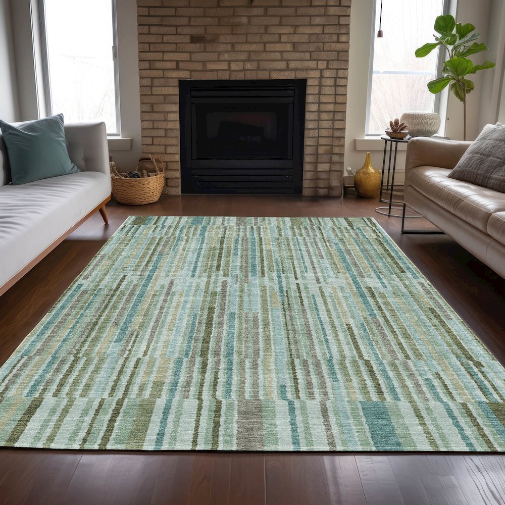Machine Washable Indoor/Outdoor Chantille ACN2102 Aloe 10' x 14' Rug. Picture 6