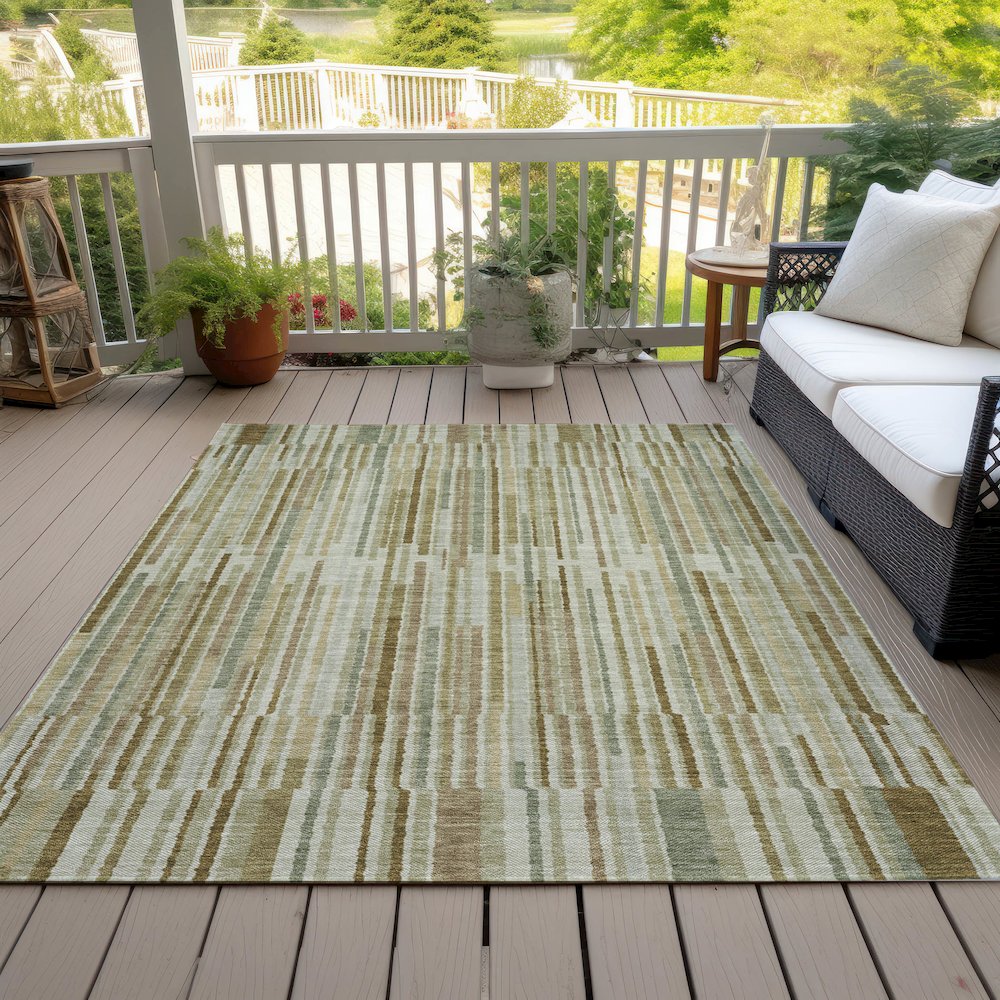 Machine Washable Indoor/Outdoor Chantille ACN2102 Khaki 10' x 14' Rug. Picture 8