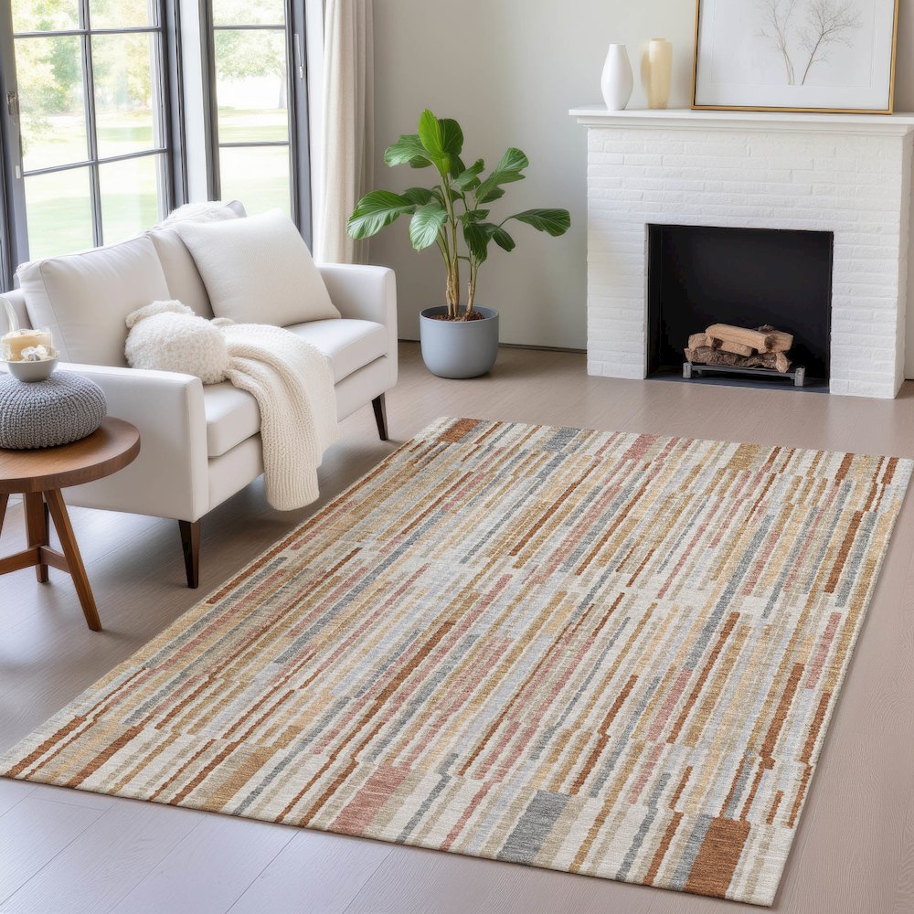 Machine Washable Indoor/Outdoor Chantille ACN2102 Paprika 10' x 14' Rug. Picture 5
