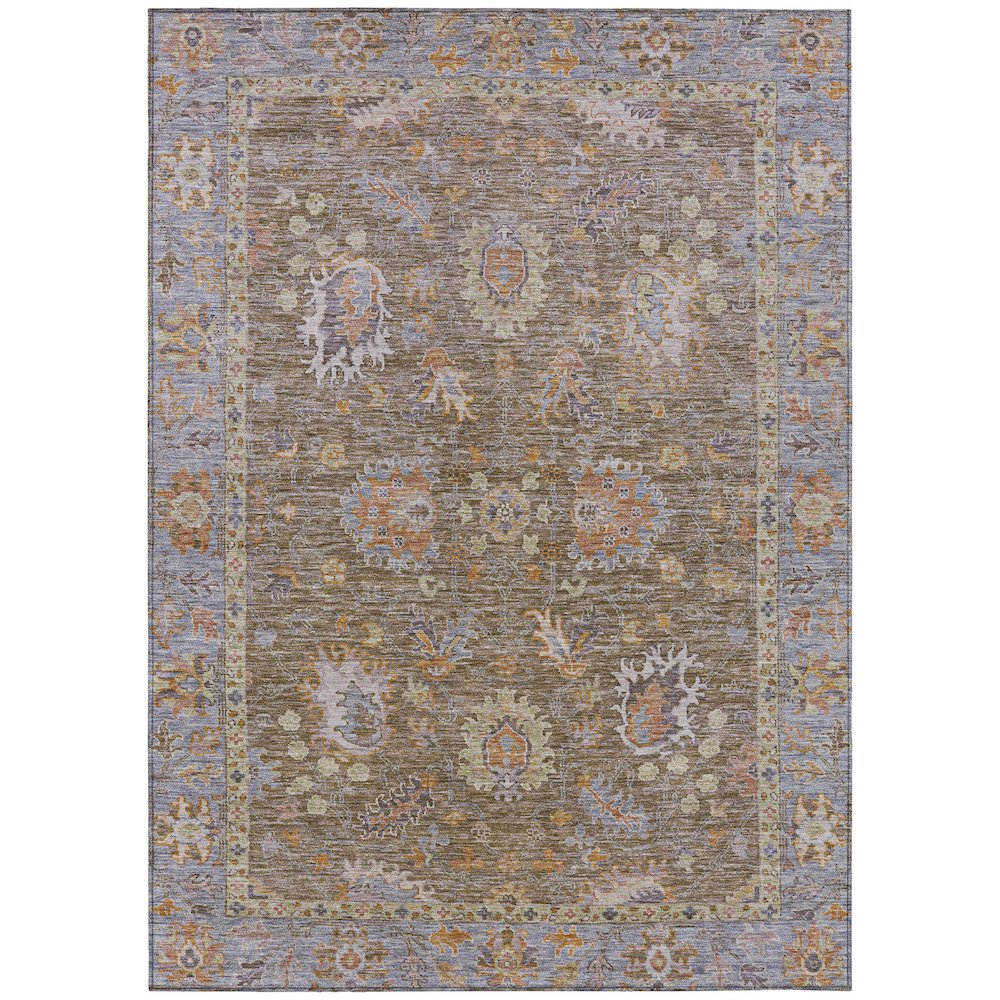 Machine Washable Indoor/Outdoor Chantille ACN2104 Brown 10' x 14' Rug. Picture 1