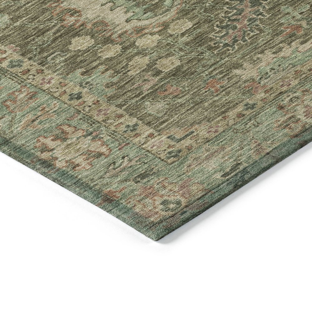 Machine Washable Indoor/Outdoor Chantille ACN2104 Olive 8' x 8' Round Rug. Picture 3