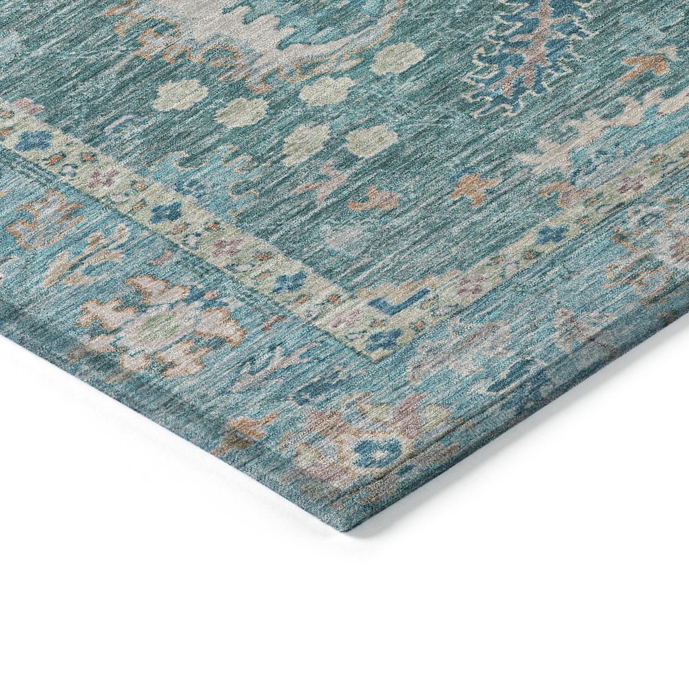 Machine Washable Indoor/Outdoor Chantille ACN2104 Teal 8' x 8' Round Rug. Picture 3