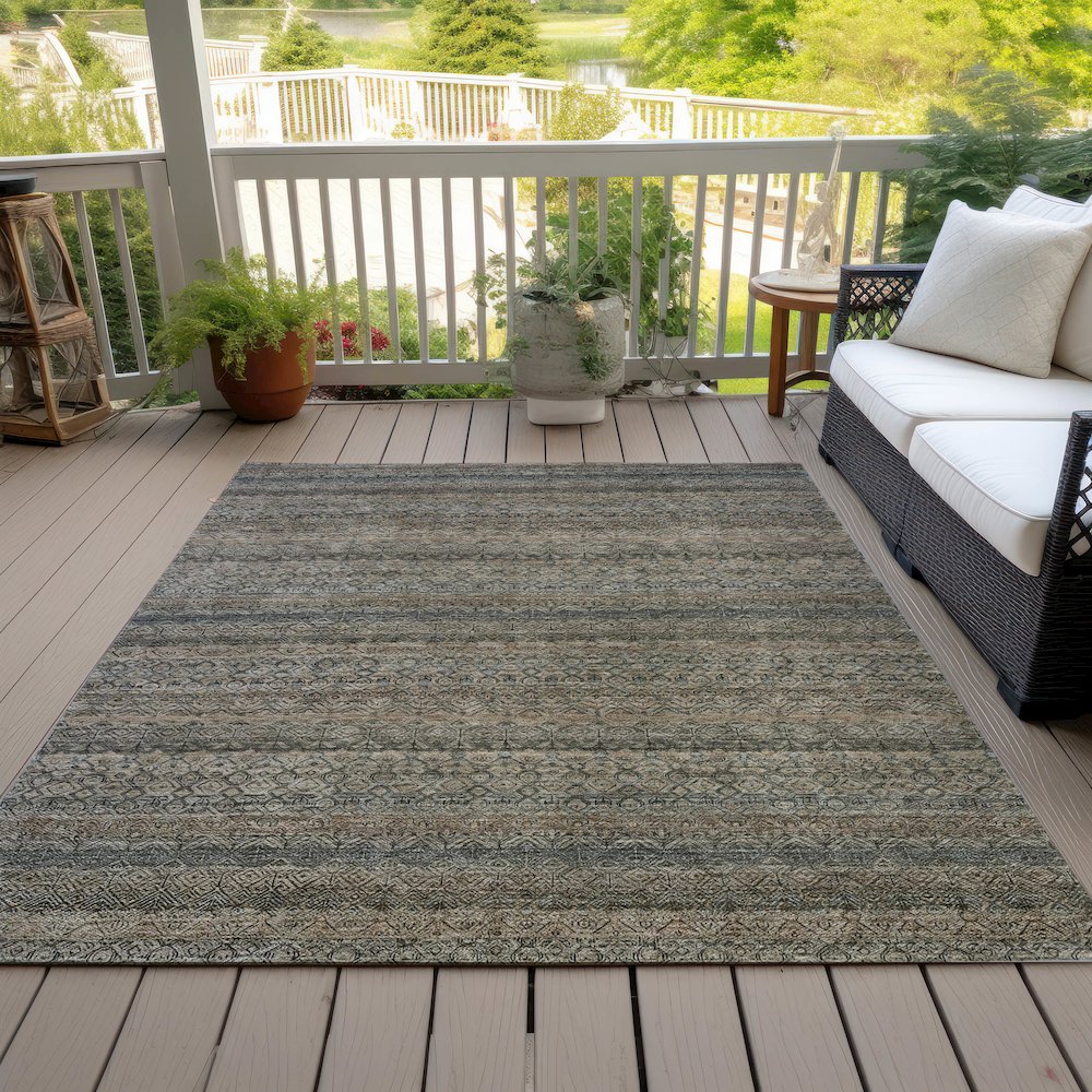 Machine Washable Indoor/Outdoor Chantille ACN2105 Chocolate 10' x 14' Rug. Picture 8
