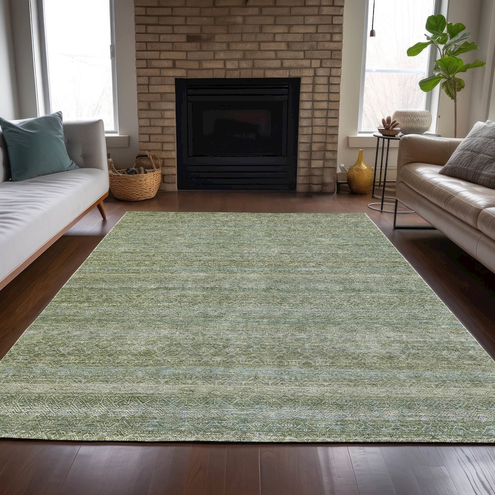 Machine Washable Indoor/Outdoor Chantille ACN2105 Sage 10' x 14' Rug. Picture 6