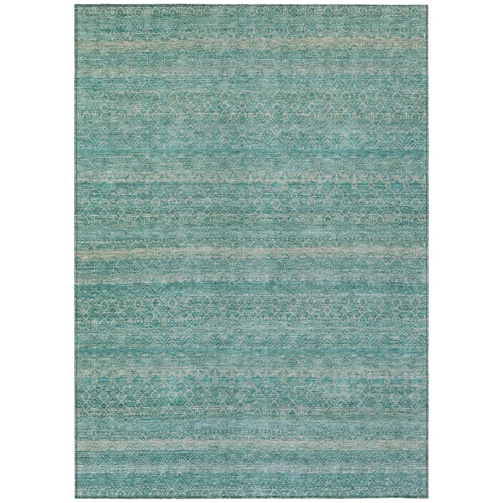 Machine Washable Indoor/Outdoor Chantille ACN2105 Teal 10' x 14' Rug. Picture 1