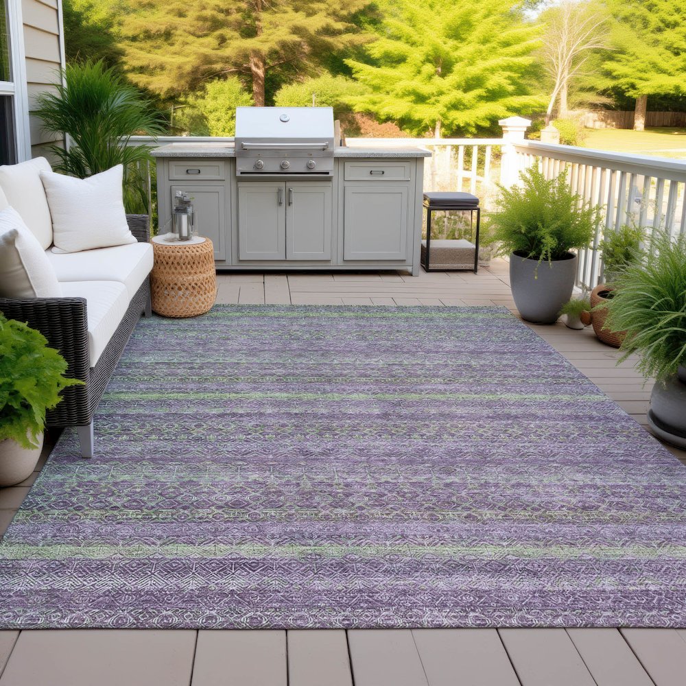 Machine Washable Indoor/Outdoor Chantille ACN2106 Purple 10' x 14' Rug. Picture 7
