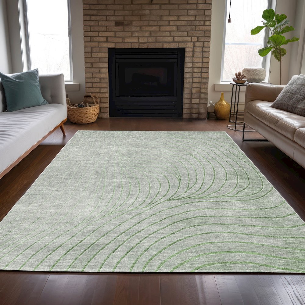 Machine Washable Indoor/Outdoor Chantille ACN2107 Aloe 10' x 14' Rug. Picture 6