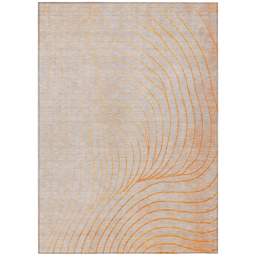 Machine Washable Indoor/Outdoor Chantille ACN2107 Orange 10' x 14' Rug. Picture 1
