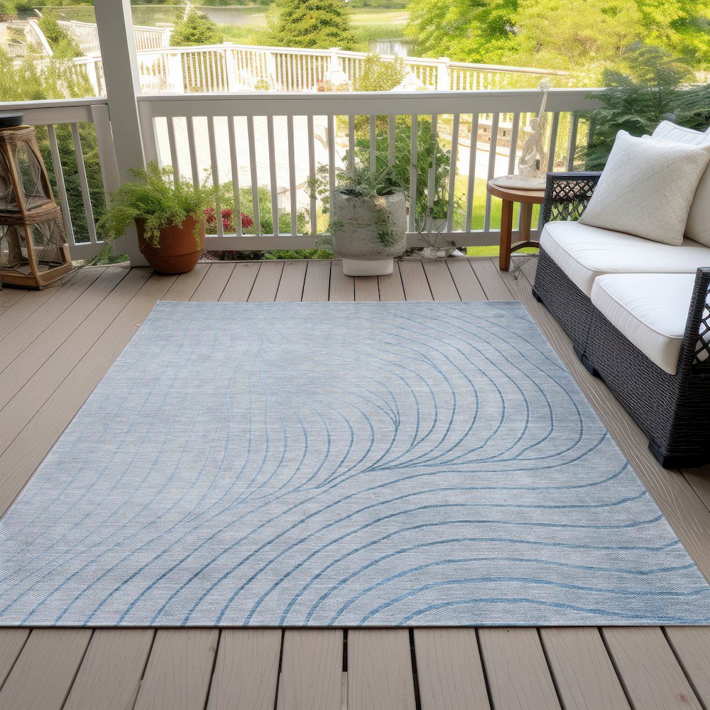 Machine Washable Indoor/Outdoor Chantille ACN2107 Sky 10' x 14' Rug. Picture 8