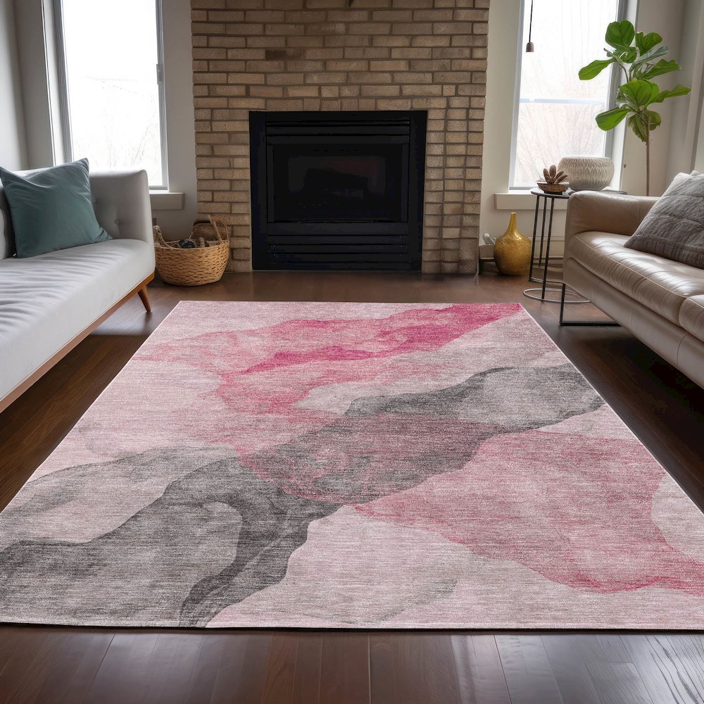 Machine Washable Indoor/Outdoor Chantille ACN2109 Blush 10' x 14' Rug. Picture 6
