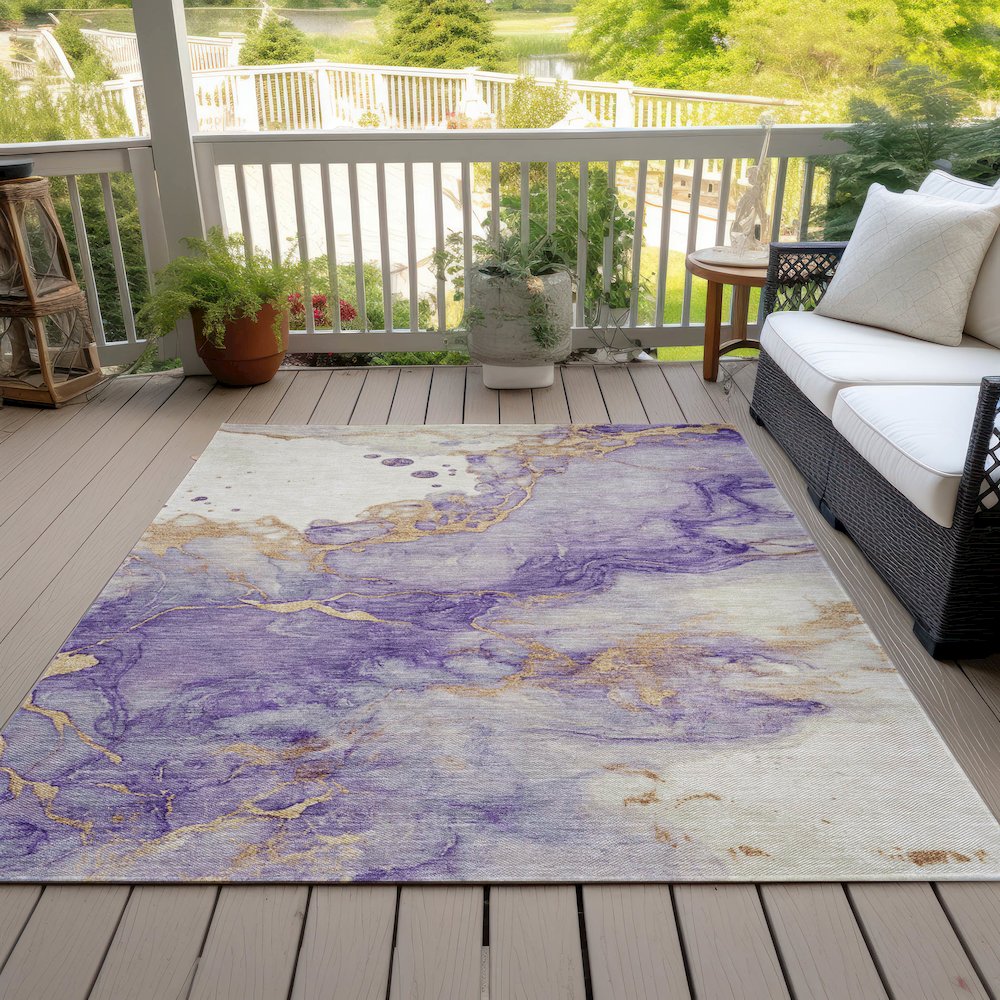 Machine Washable Indoor/Outdoor Chantille ACN2110 Purple 10' x 14' Rug. Picture 8