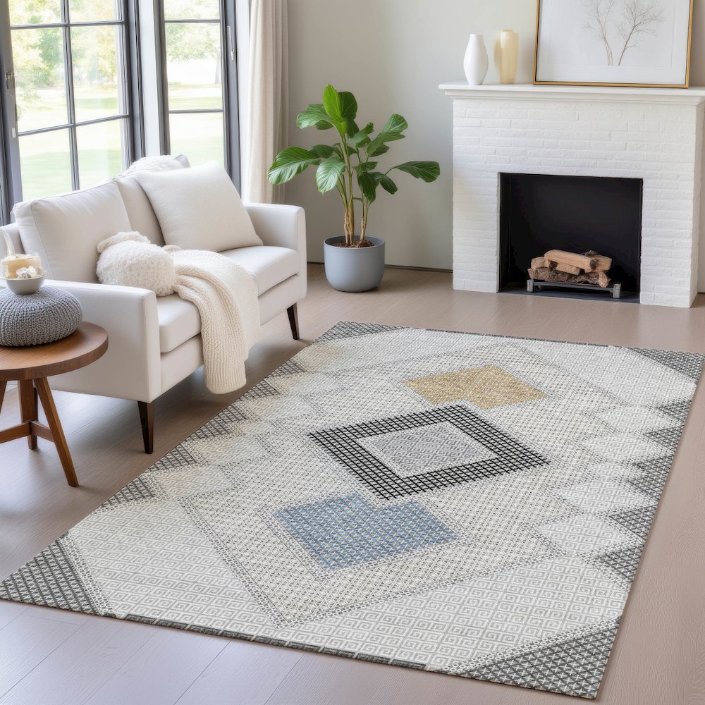 Machine Washable Indoor/Outdoor Chantille ACN2111 Gray 10' x 14' Rug. Picture 5