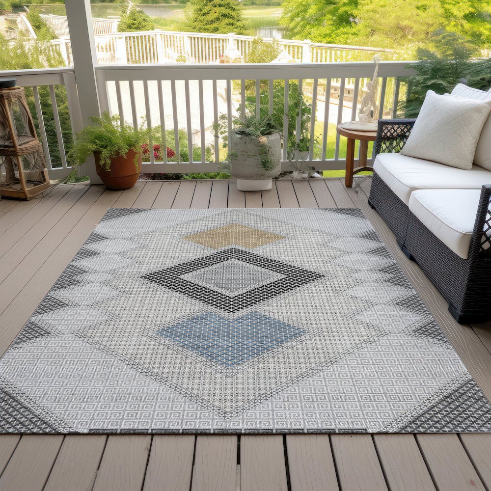 Machine Washable Indoor/Outdoor Chantille ACN2111 Gray 10' x 14' Rug. Picture 8