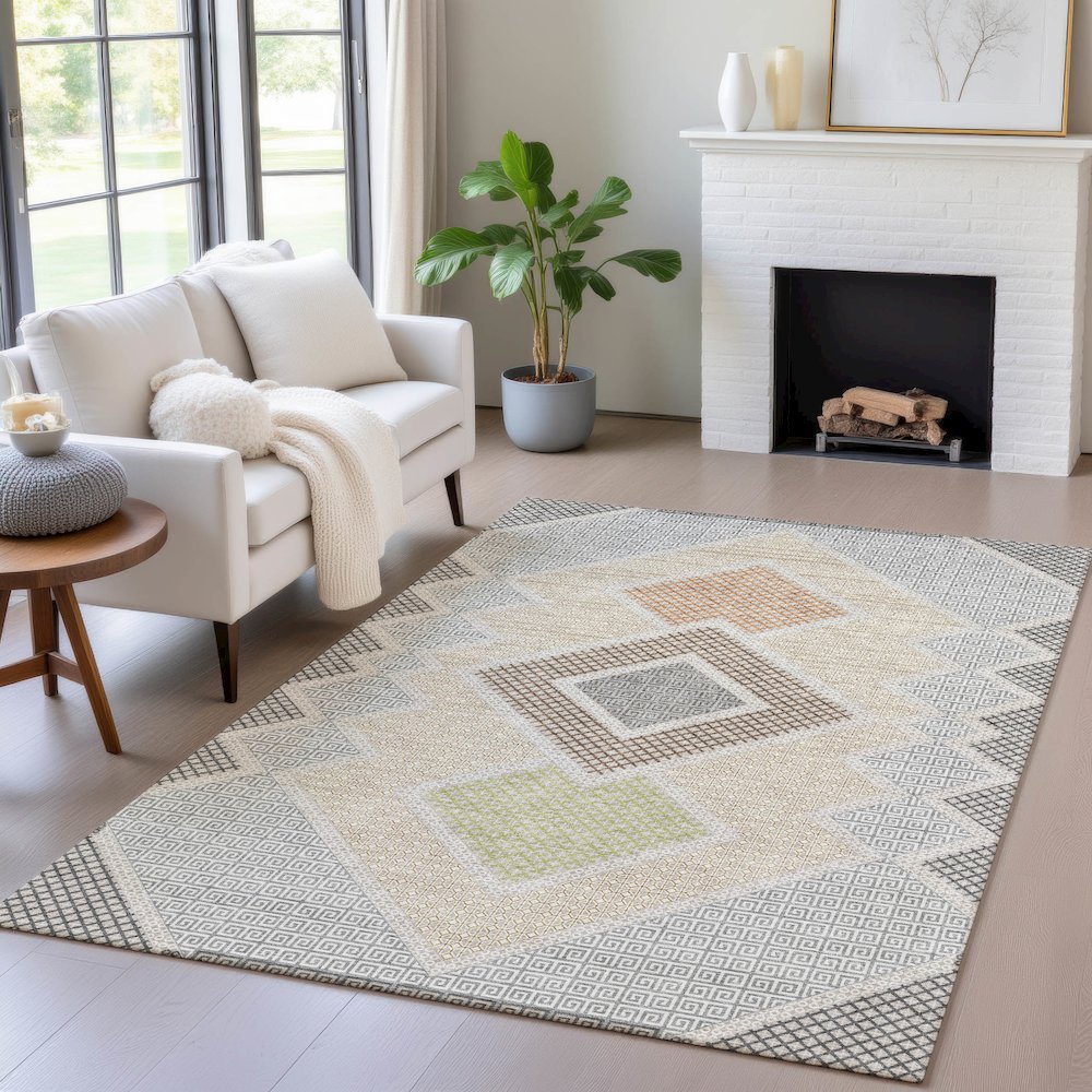 Machine Washable Indoor/Outdoor Chantille ACN2111 Pewter 10' x 14' Rug. Picture 5