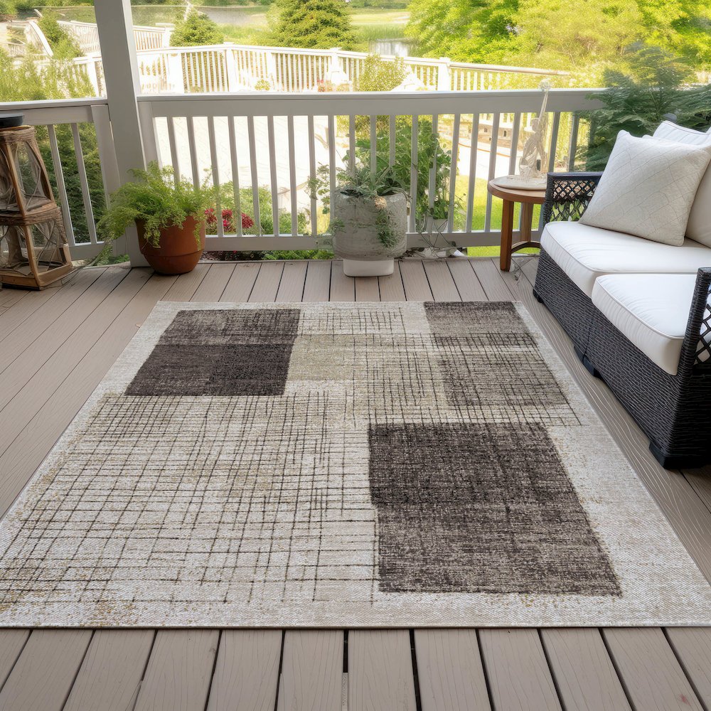 Machine Washable Indoor/Outdoor Chantille ACN2112 Brown 10' x 14' Rug. Picture 8