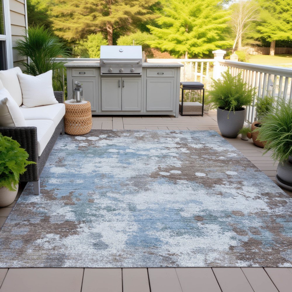 Machine Washable Indoor/Outdoor Chantille ACN2114 Brown 10' x 14' Rug. Picture 7