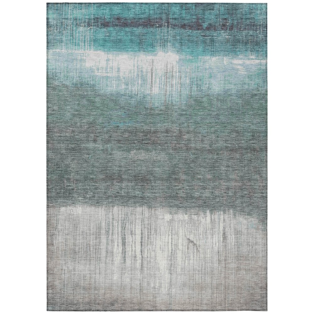 Machine Washable Indoor/Outdoor Chantille ACN2118 Teal 10' x 14' Rug. Picture 1