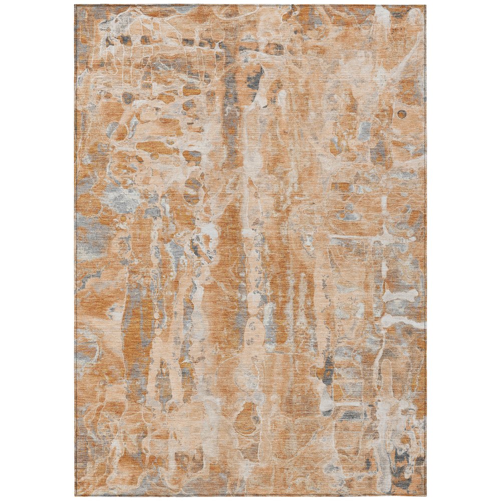 Machine Washable Indoor/Outdoor Chantille ACN2120 Orange 10' x 14' Rug. Picture 1