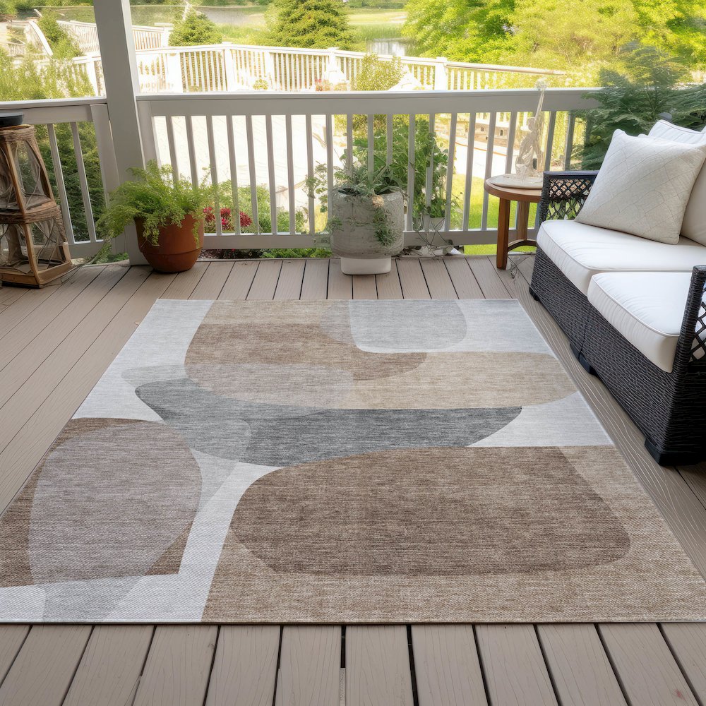 Machine Washable Indoor/Outdoor Chantille ACN2121 Mocha 10' x 14' Rug. Picture 8
