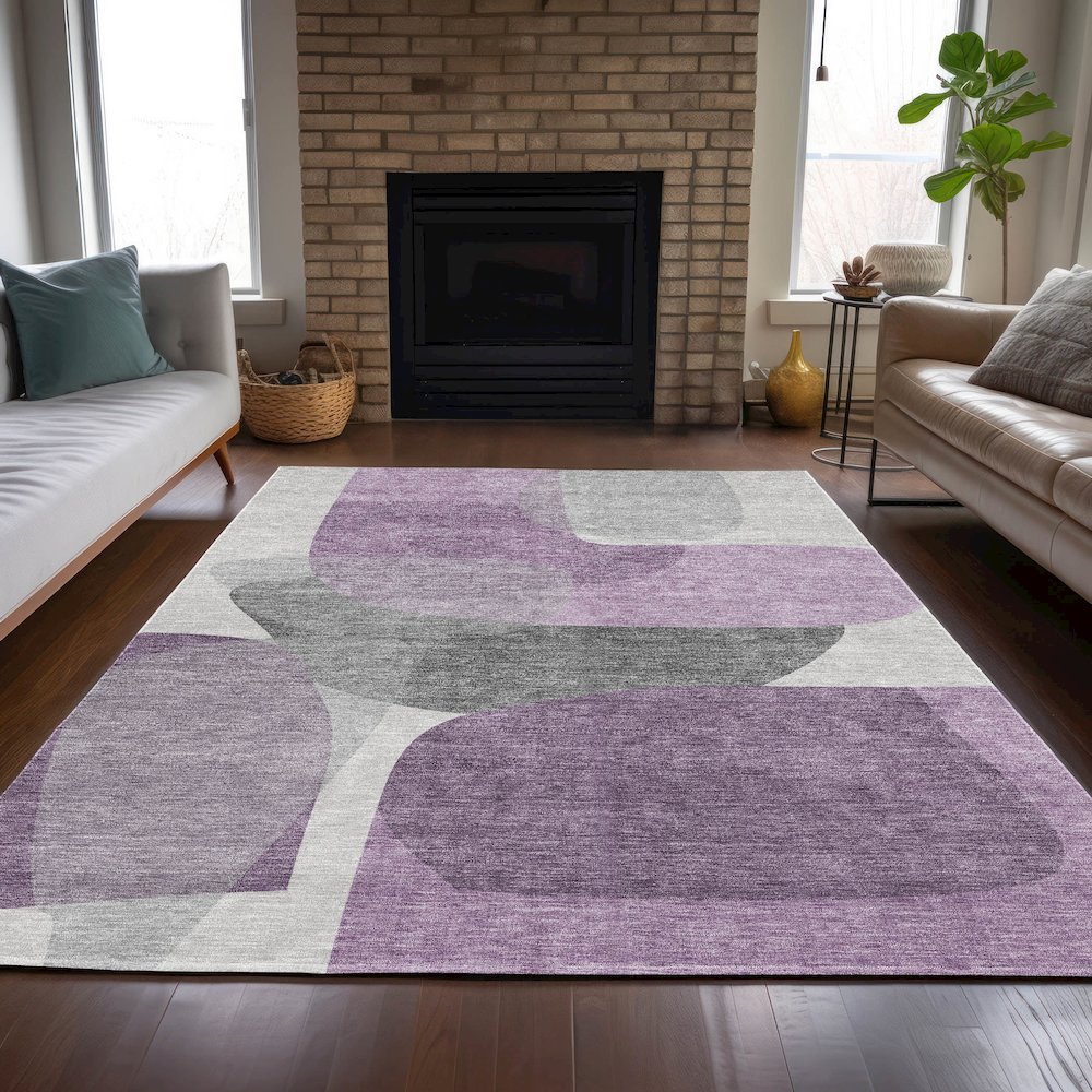 Machine Washable Indoor/Outdoor Chantille ACN2121 Purple 10' x 14' Rug. Picture 6