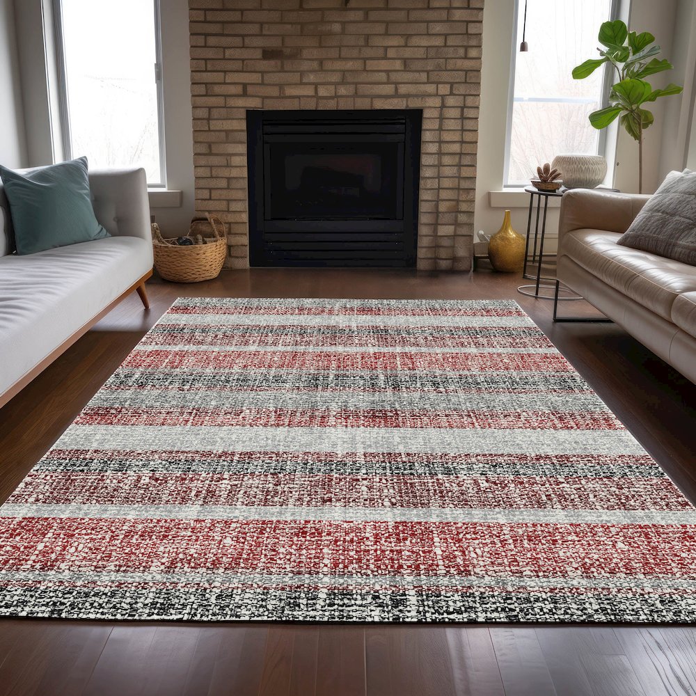 Machine Washable Indoor/Outdoor Chantille ACN2122 Burgundy 10' x 14' Rug. Picture 6
