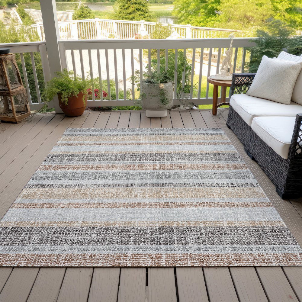 Machine Washable Indoor/Outdoor Chantille ACN2122 Gray 10' x 14' Rug. Picture 8