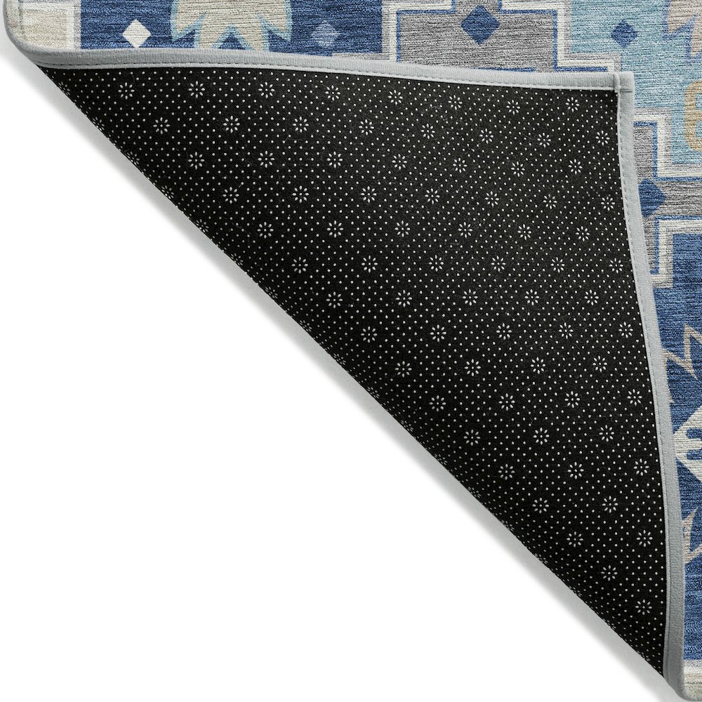 Machine Washable Indoor/Outdoor Chantille ACN2123 Blue 8' x 8' Round Rug. Picture 2
