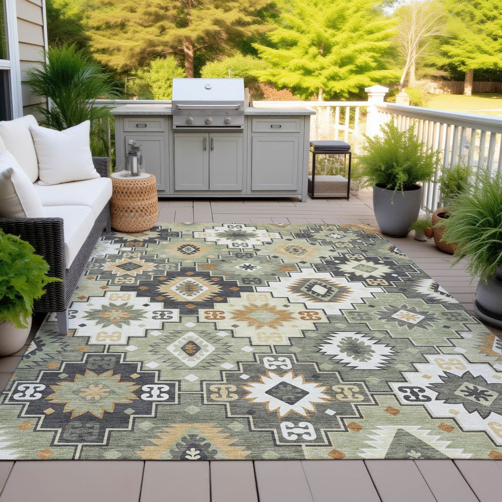 Machine Washable Indoor/Outdoor Chantille ACN2123 Fern 10' x 14' Rug. Picture 7