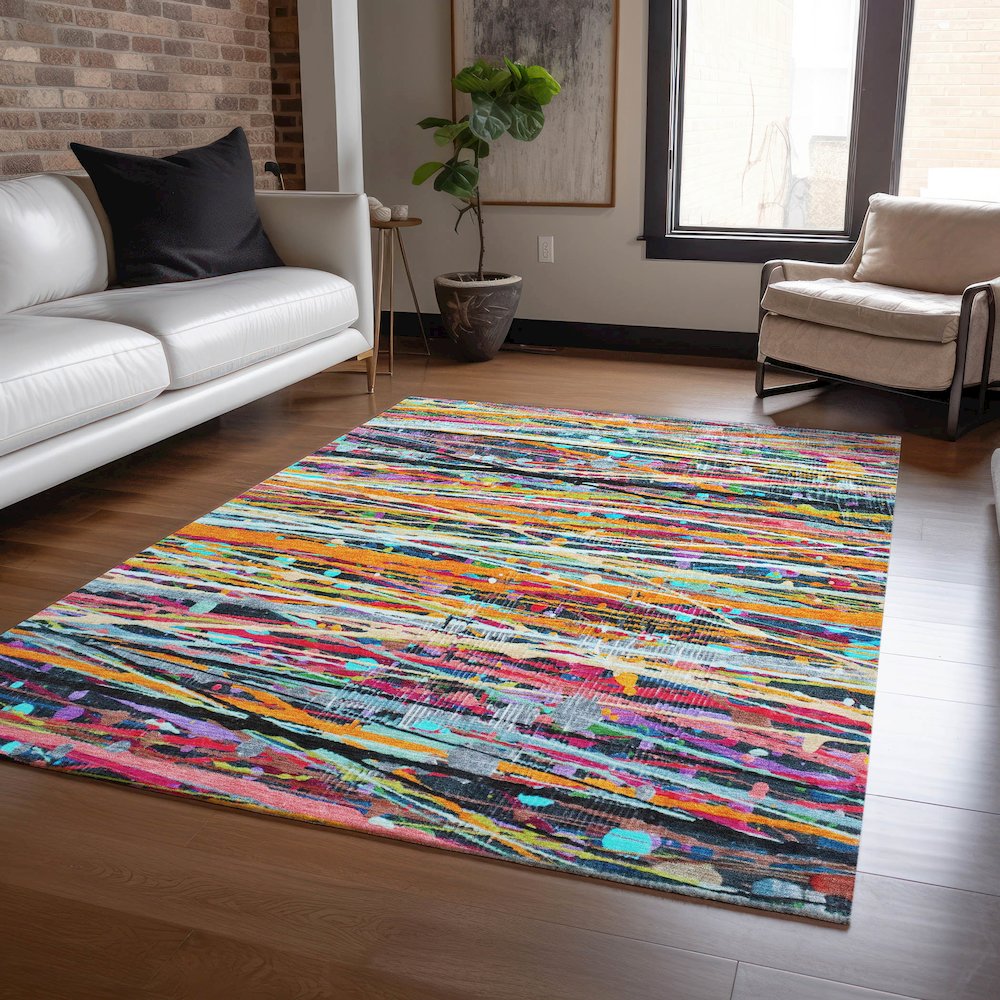 Machine Washable Indoor/Outdoor Chantille ACN2125 Orange 10' x 14' Rug. Picture 5