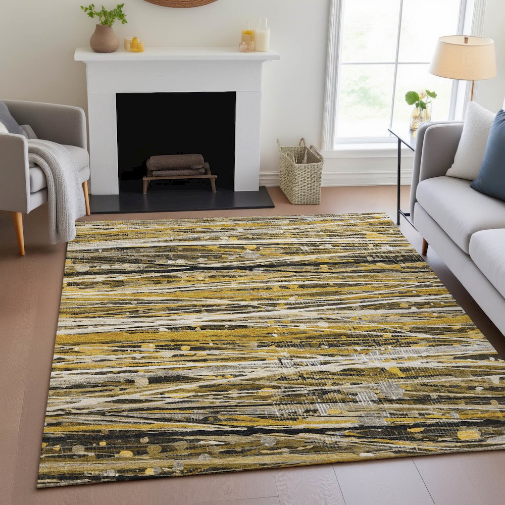 Machine Washable Indoor/Outdoor Chantille ACN2126 Brown 10' x 14' Rug. Picture 5