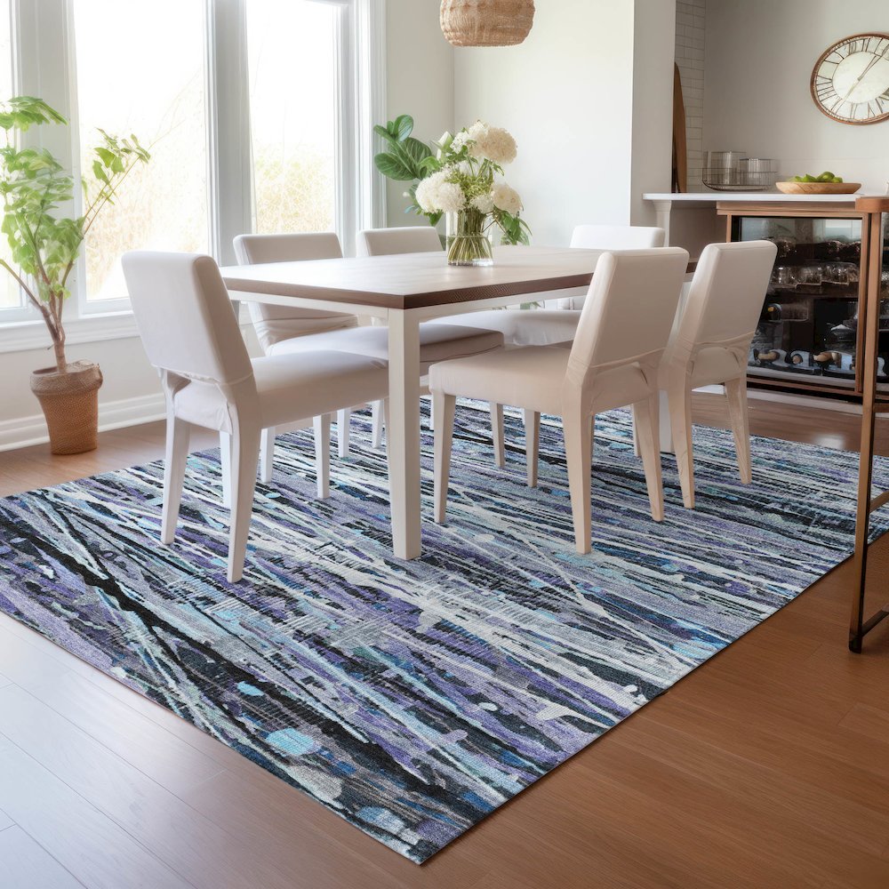 Machine Washable Indoor/Outdoor Chantille ACN2126 Purple 10' x 14' Rug. Picture 5
