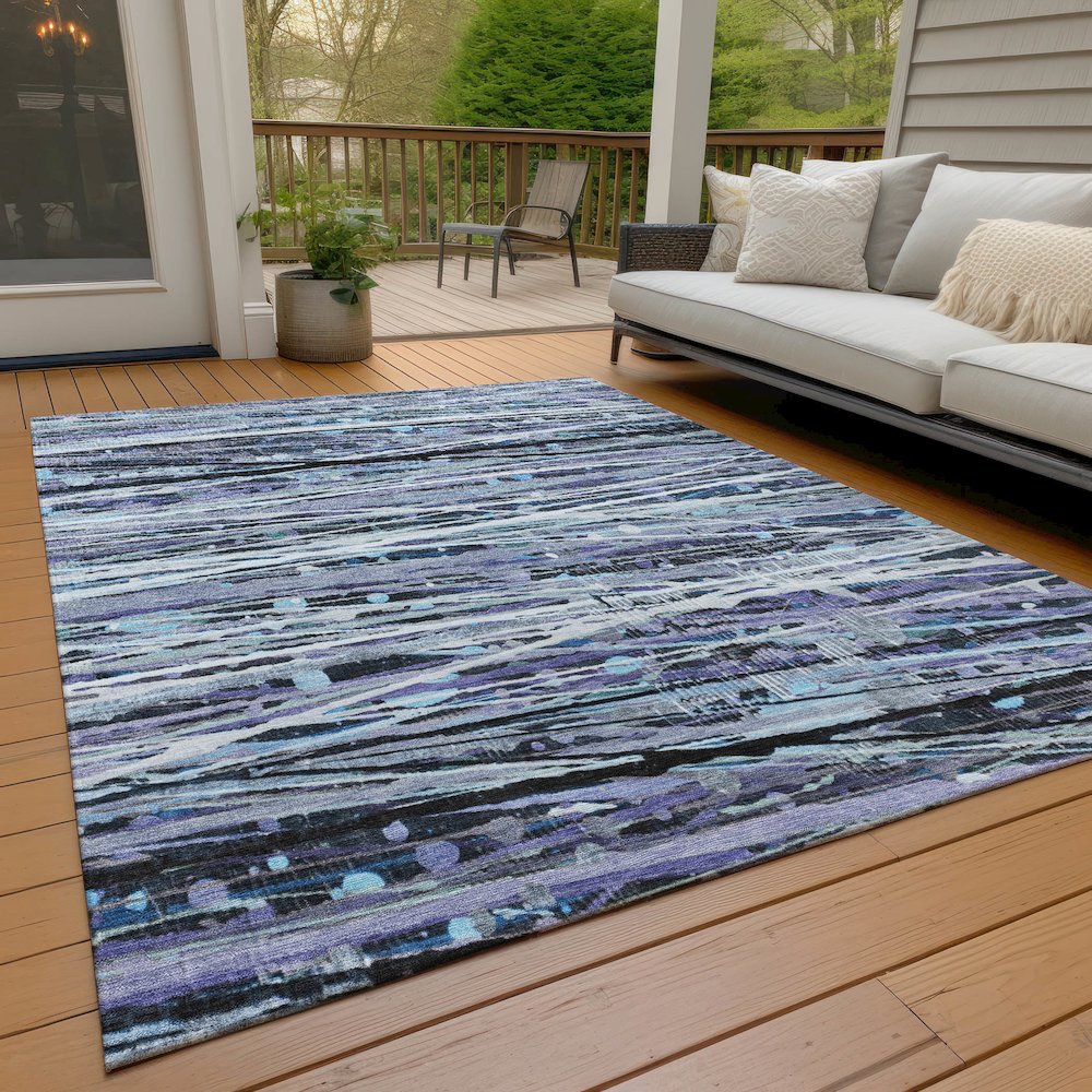 Machine Washable Indoor/Outdoor Chantille ACN2126 Purple 10' x 14' Rug. Picture 7