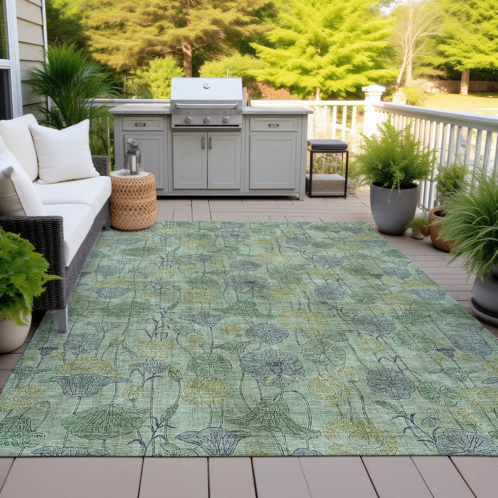 Machine Washable Indoor/Outdoor Chantille ACN2128 Aloe 10' x 14' Rug. Picture 7