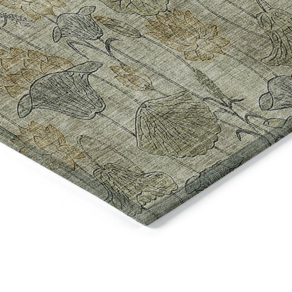 Machine Washable Indoor/Outdoor Chantille ACN2128 Khaki 8' x 8' Round Rug. Picture 3
