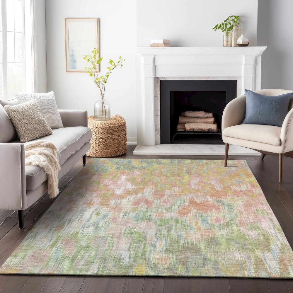 Machine Washable Indoor/Outdoor Chantille ACN2129 Coral 10' x 14' Rug. Picture 6