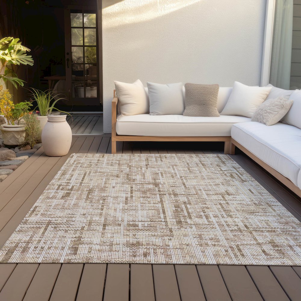 Machine Washable Indoor/Outdoor Chantille ACN2130 Brown 10' x 14' Rug. Picture 7